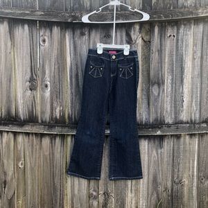 Low Waisted Dark Jeans w/ Flare at Ankles